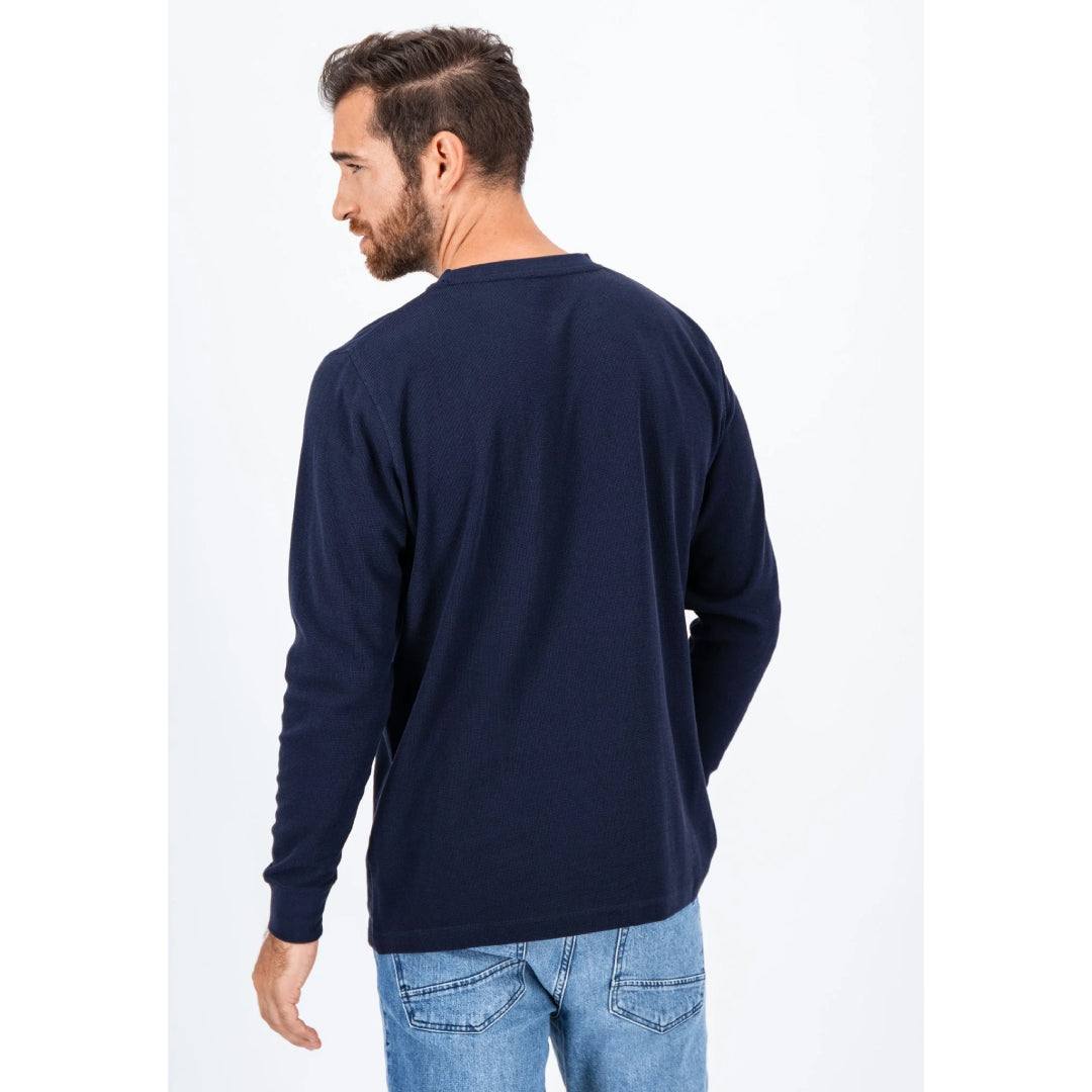 Long-sleeved cotton blend shirt with round neck