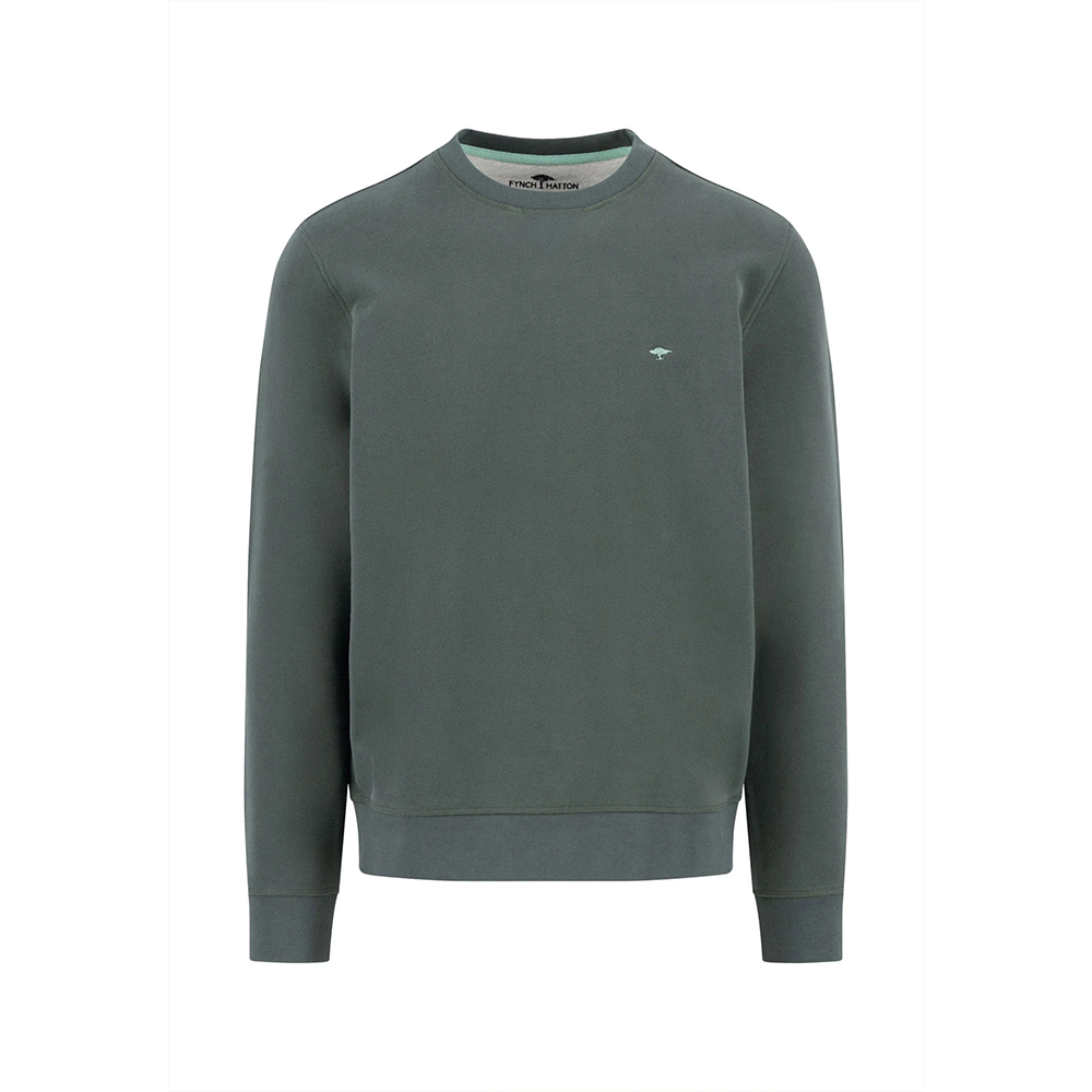 Fynch Hatton Cotton sweat jumper with round neckline and logo embroidery