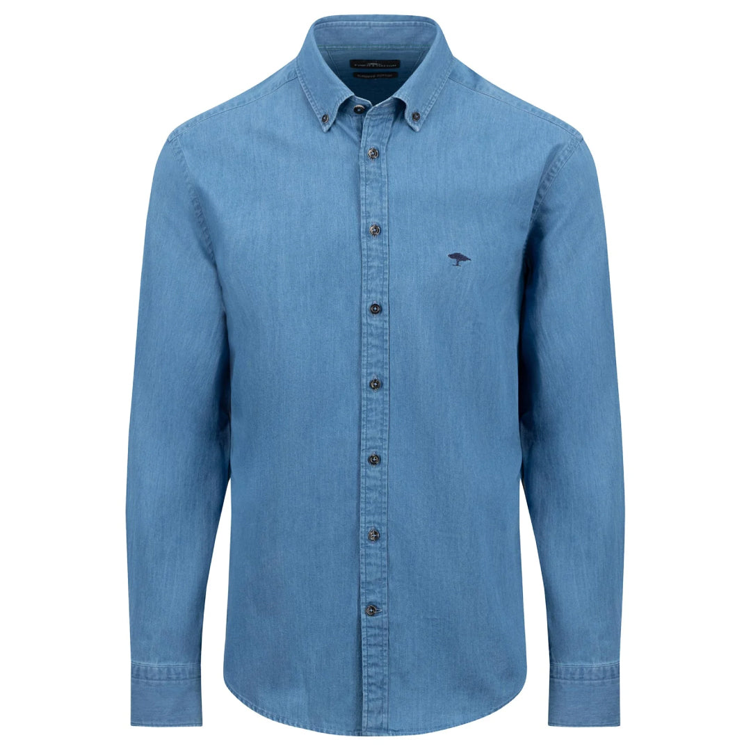 Jeans shirt with button-down collar