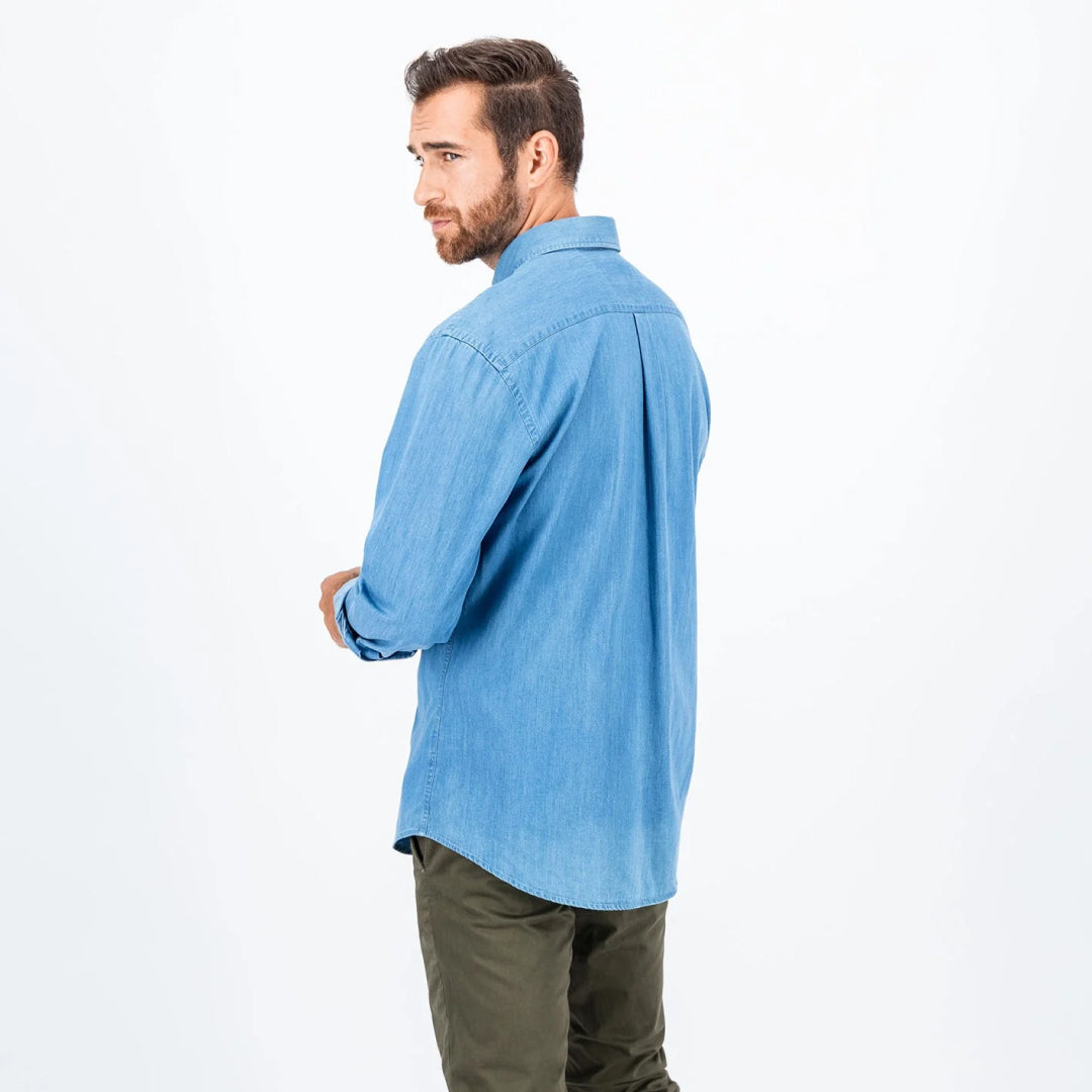 Jeans shirt with button-down collar