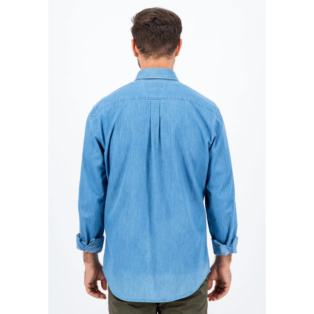 Jeans shirt with button-down collar