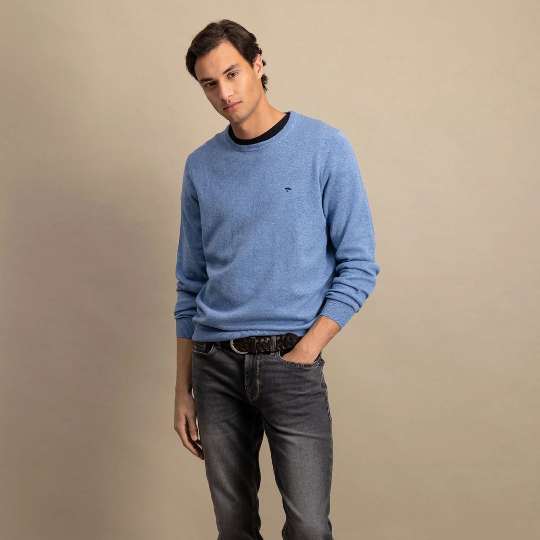 Merino cashmere sweater with round neck
