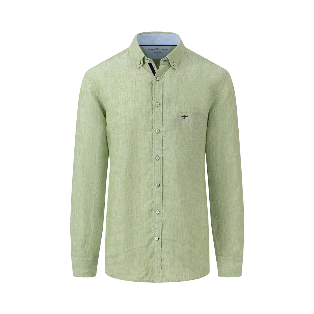 Fynch Hatton Premium linen shirt with button-down collar