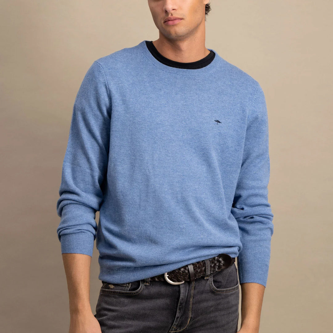 Merino cashmere sweater with round neck