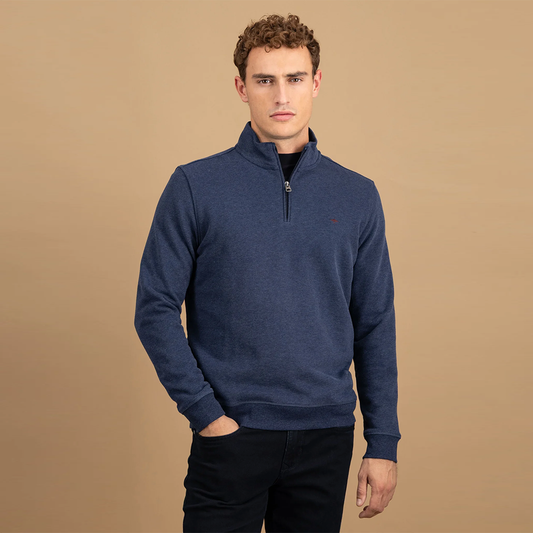 Fynch Hatton Cotton sweatshirt with Troyer collar