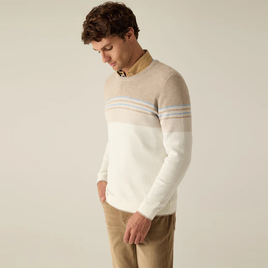 Campione Men's Modern Fit Sweater – Beige and Cream Striped
