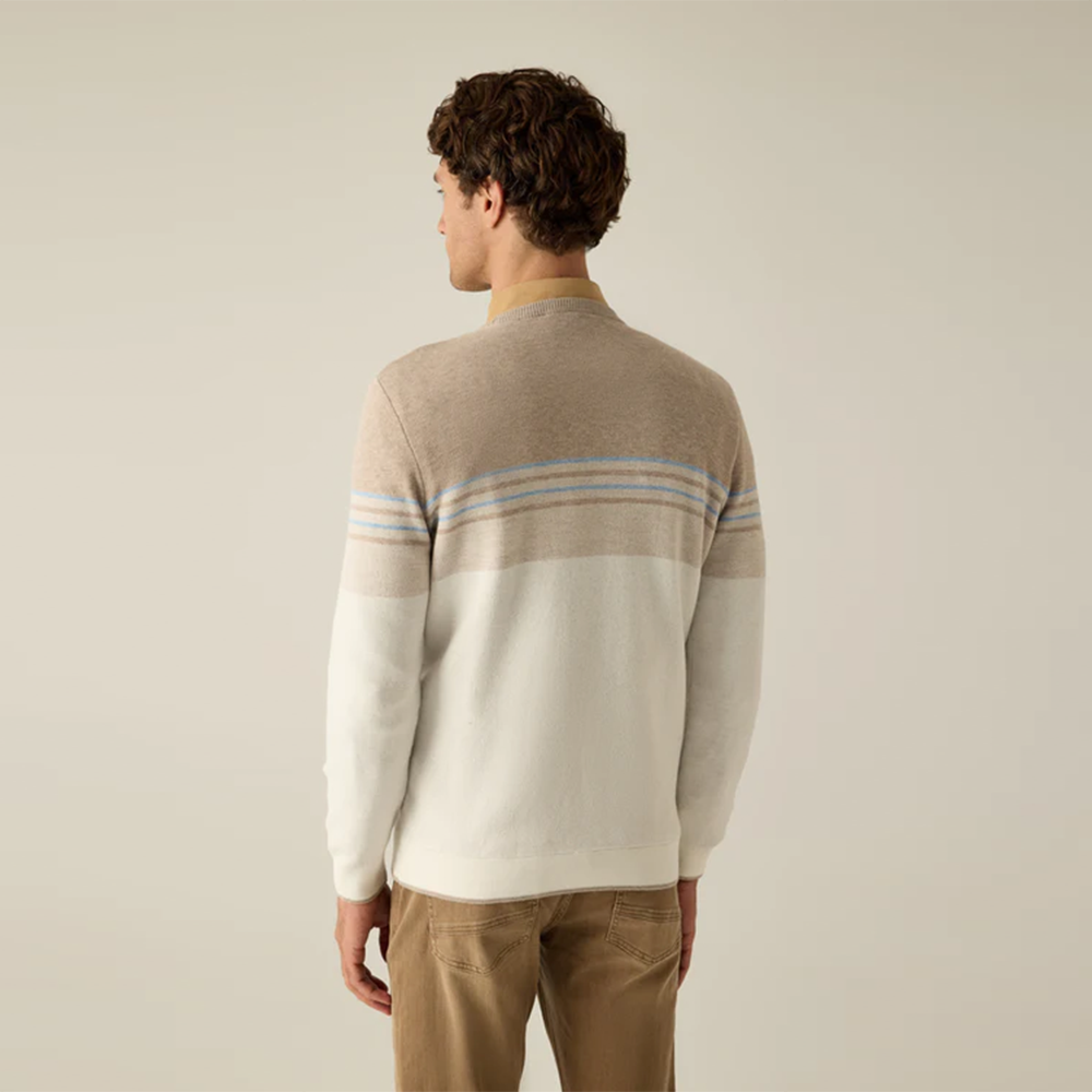 Campione Men's Modern Fit Sweater – Beige and Cream Striped
