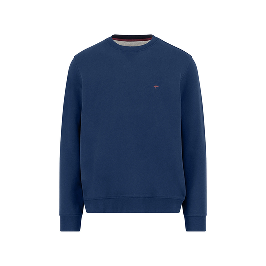 Fynch Hatton Cotton sweat jumper with round neckline and logo embroidery