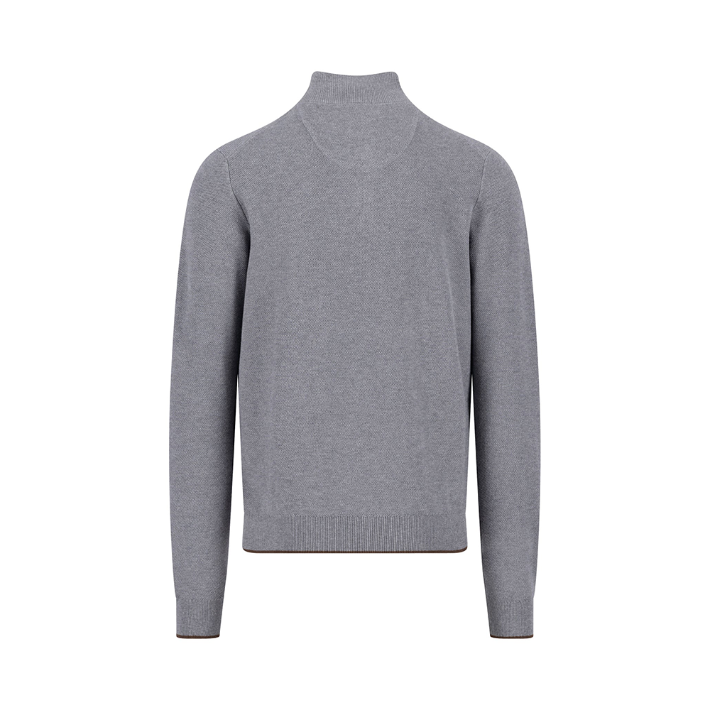 Fynch Hatton Cotton sweater with button placket and stand-up collar