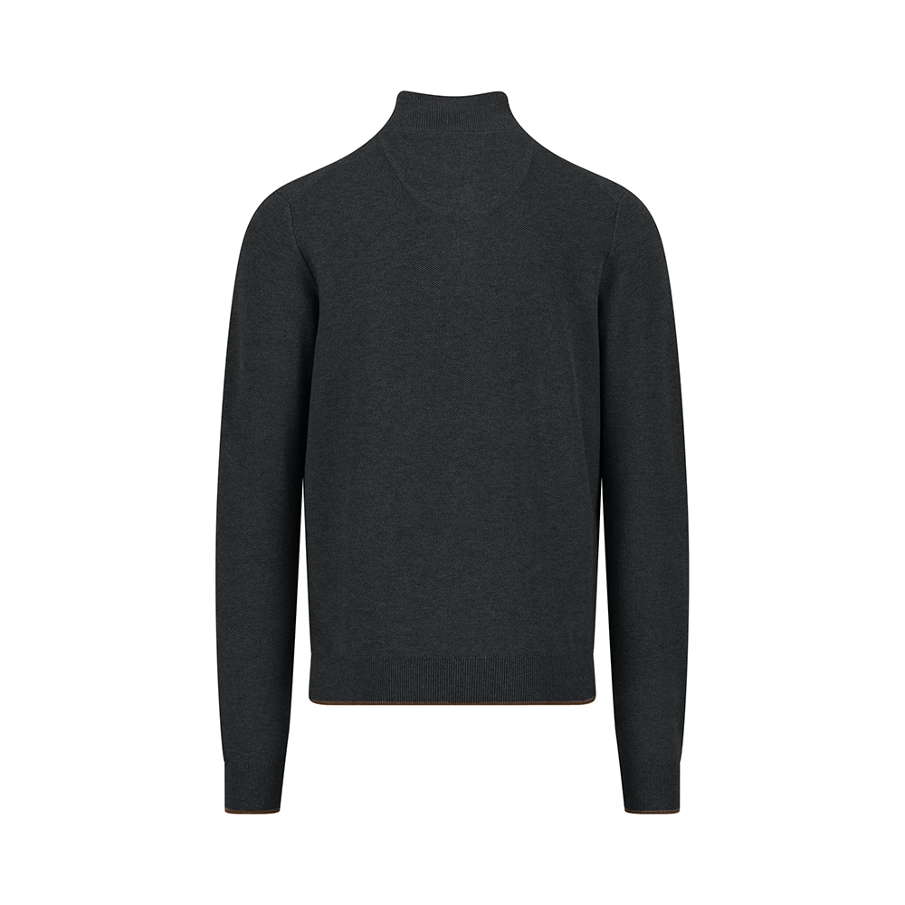 Fynch Hatton Cotton sweater with button placket and stand-up collar