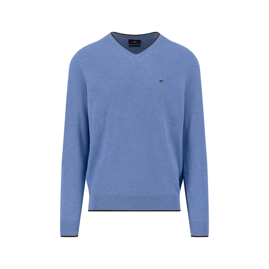 Fynch Hatton Fine knit sweater in cotton with V-neck