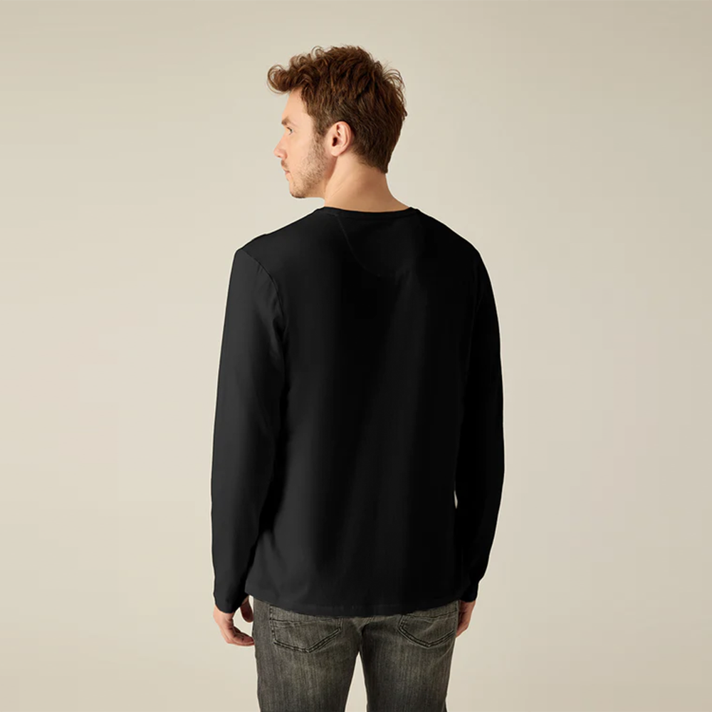 Campione Men's long-sleeved shirt in black with “Rise & Vision” print – modern & urban