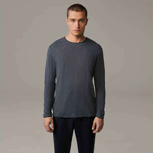 Strellson Prospect long sleeve top, dark grey marl