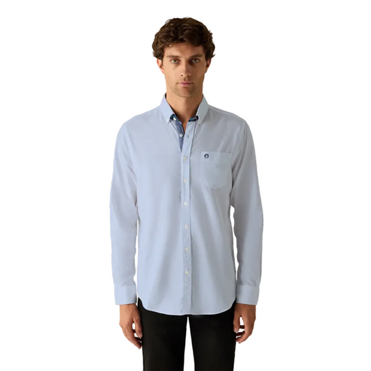 Man wearing Campione Men's Modern Fit Baby Blue Shirt, Kayagan, Lebanon