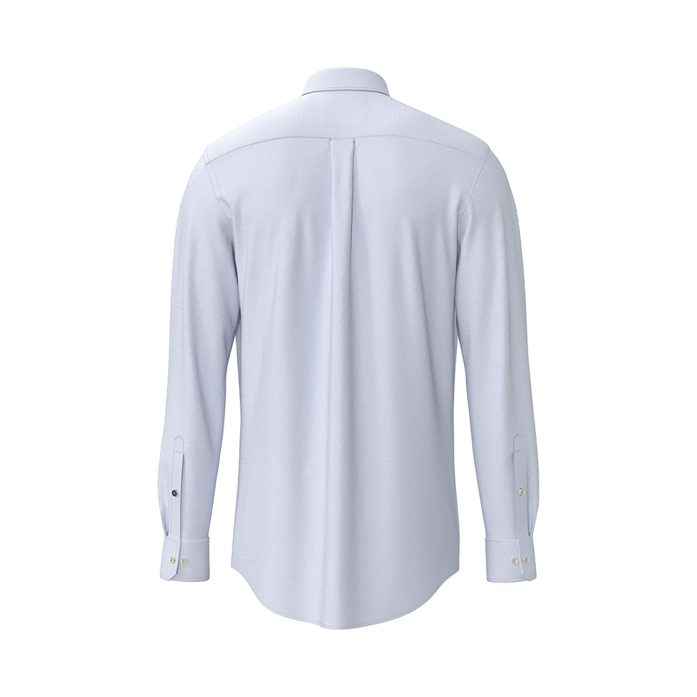 Fynch Hatton light grey cotton Oxford shirt with Kent collar, plain structure, back view studio photo, available at Kayagan