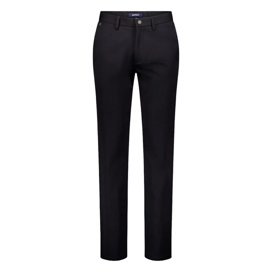 A pair of black Gardeur trousers with a tapered fit, displayed against a plain background.