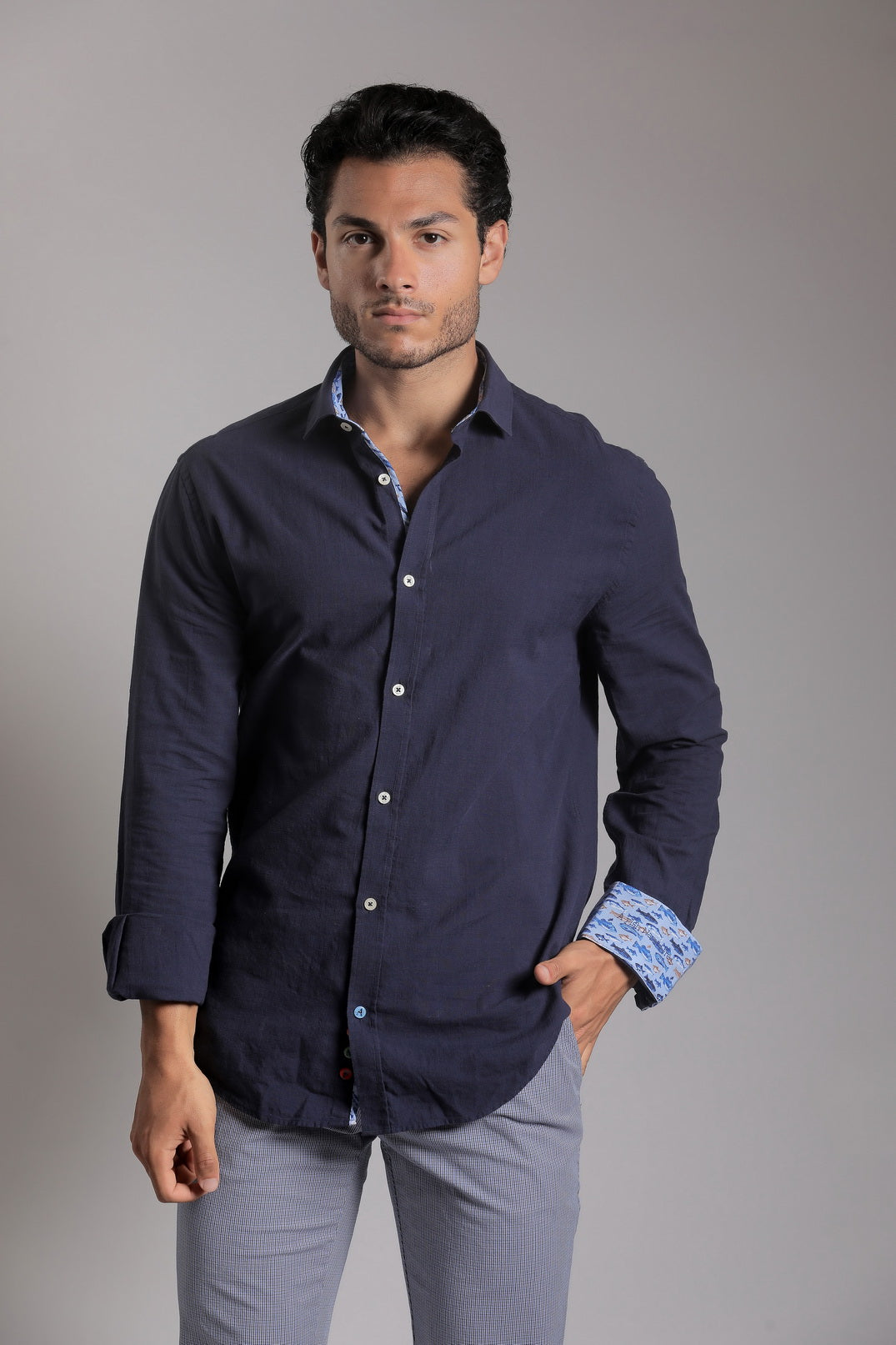 Shirt linen navy timeless