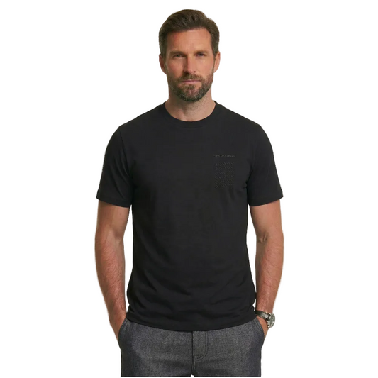Karl Lagerfeld Men's Black Crew Neck T-Shirt with Embossed Chest Logo