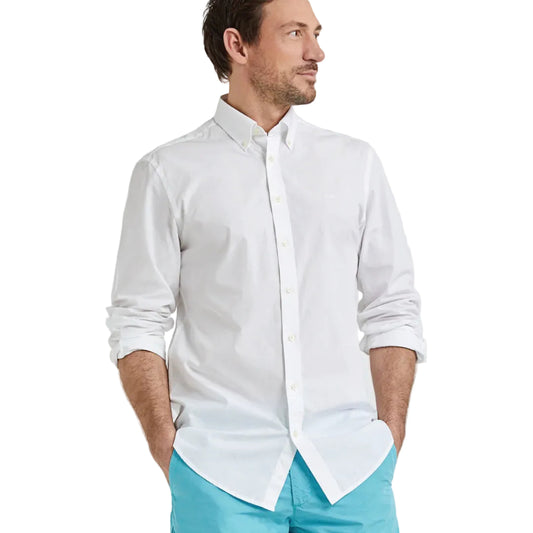 McGregor Stretch Poplin white men's regular fit long sleeve button-down shirt available online at Kayagan Lebanon.
