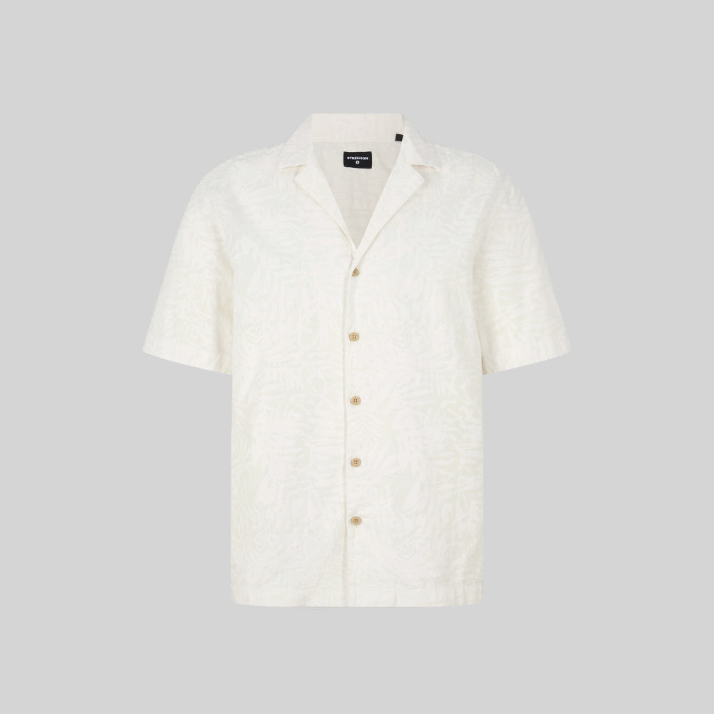 Strellson Cliro Short-sleeved Shirt in an Ecru Pattern