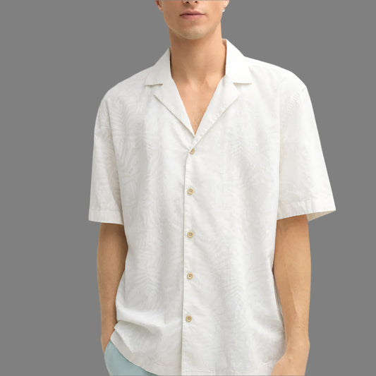 Strellson Cliro Short-sleeved Shirt in an Ecru Pattern