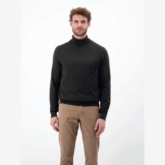 Man wearing Lerros Men's Turtleneck Knitted Sweater in black color, available at Kayagan Lebanon