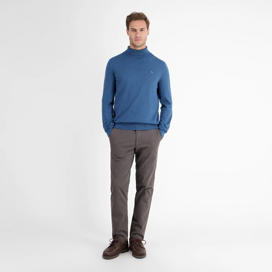 Man wearing Lerros Men's Turtleneck Knitted Sweater in blue color, available at Kayagan Lebanon