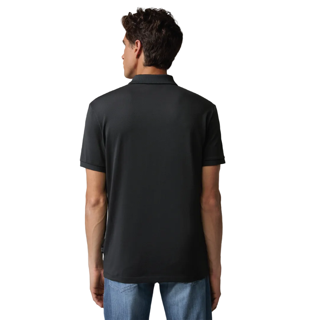 Strellson Reno black regular fit men's polo shirt with zip collar, available online at Kayagan Lebanon with nationwide delivery.