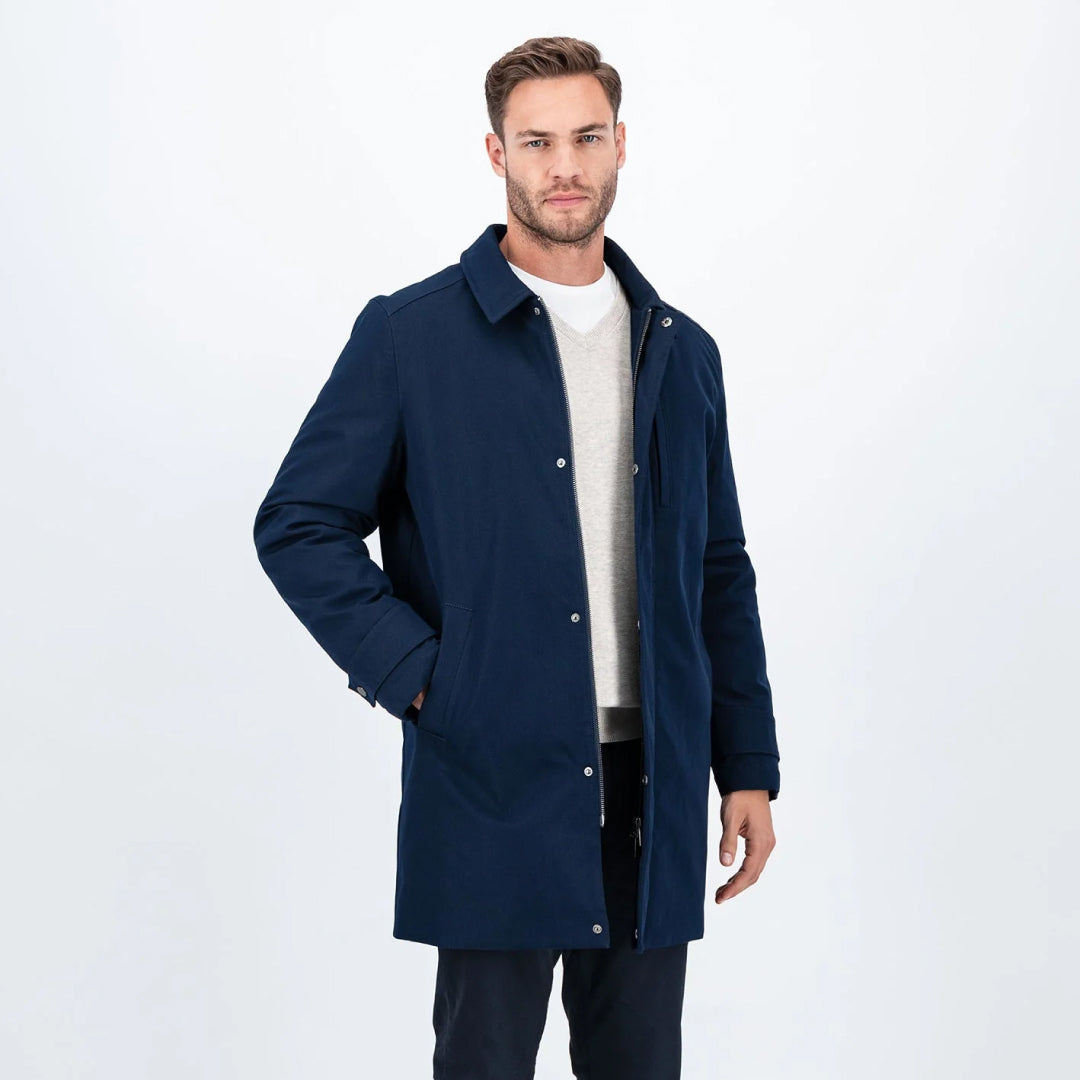 Twill coat with stand-up collar