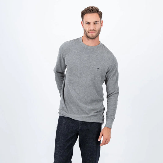 Long-sleeved cotton blend shirt with round neck