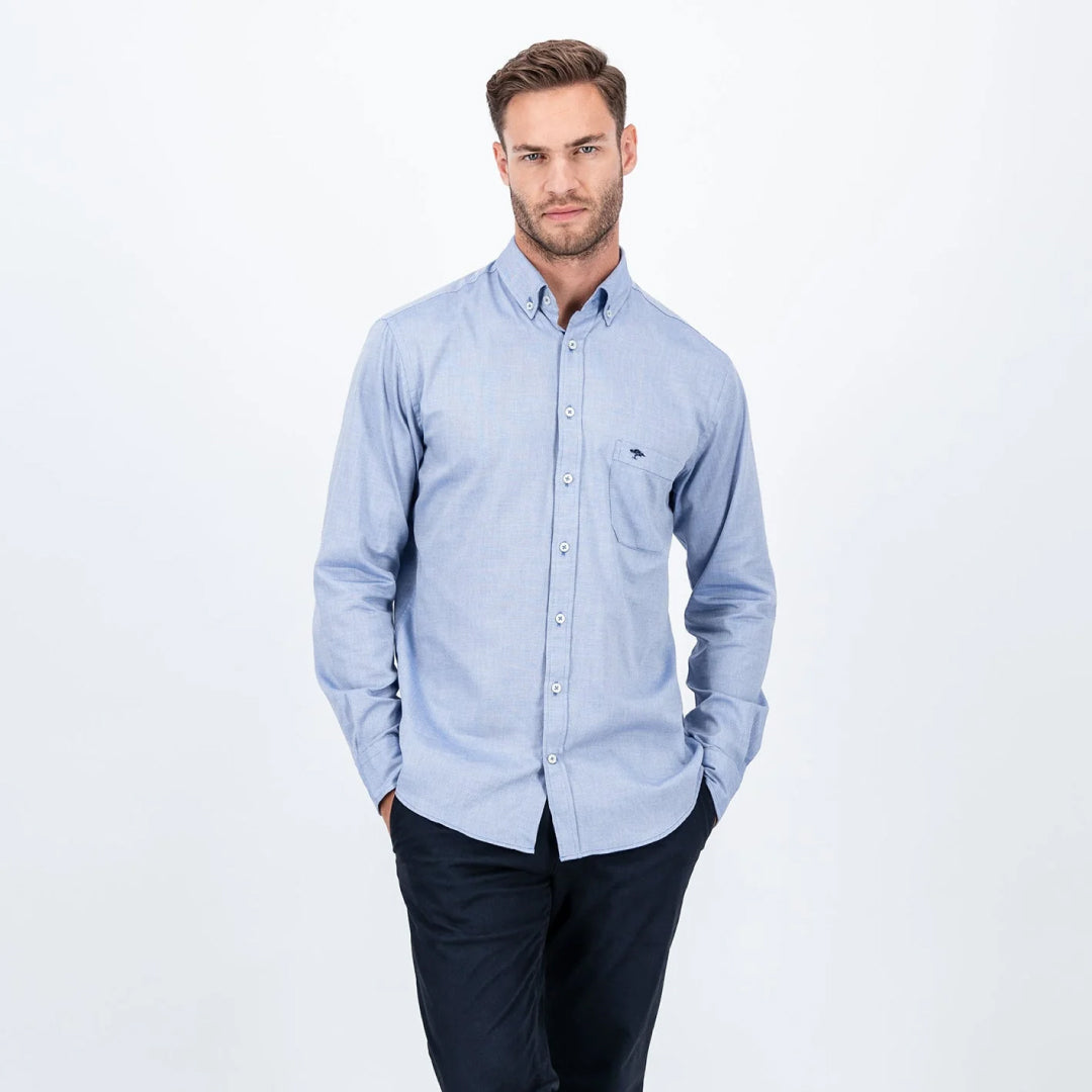 Cotton shirt with button-down collar