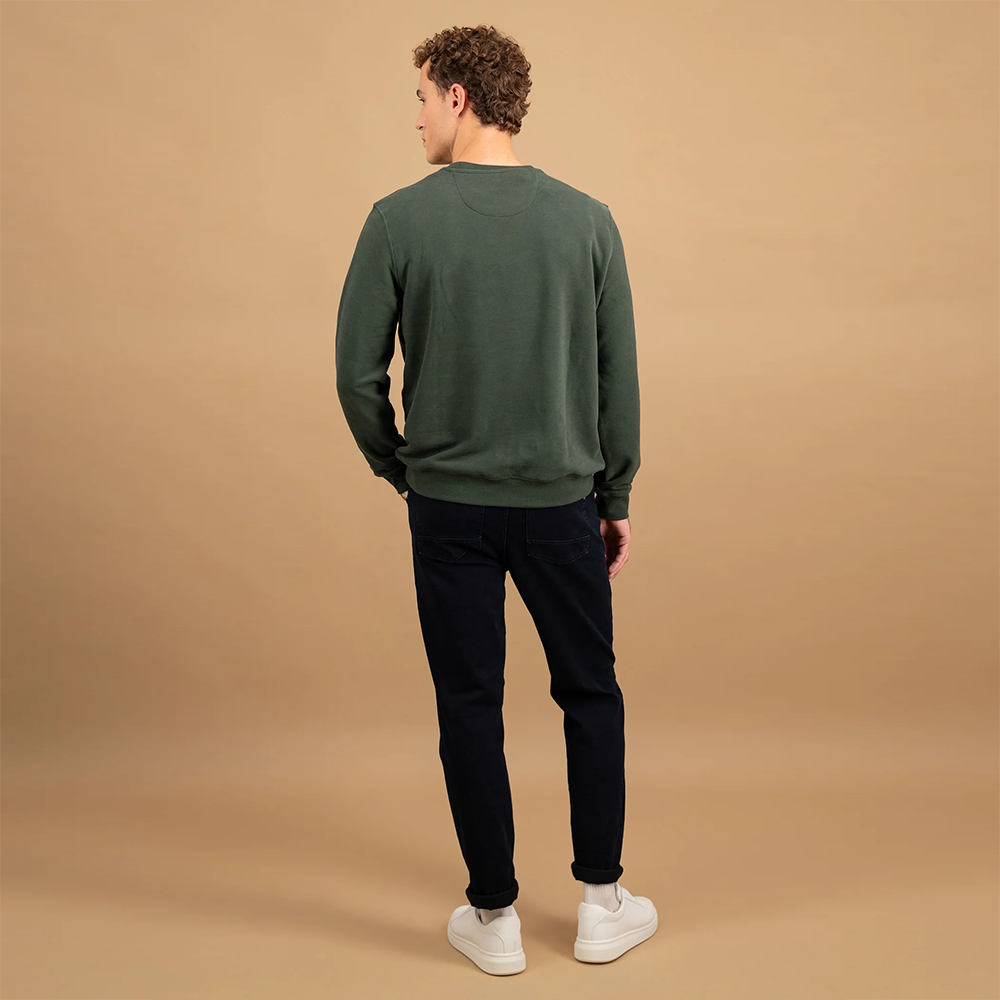 Fynch Hatton Cotton sweat jumper with round neckline and logo embroidery