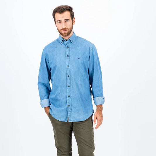 Jeans shirt with button-down collar