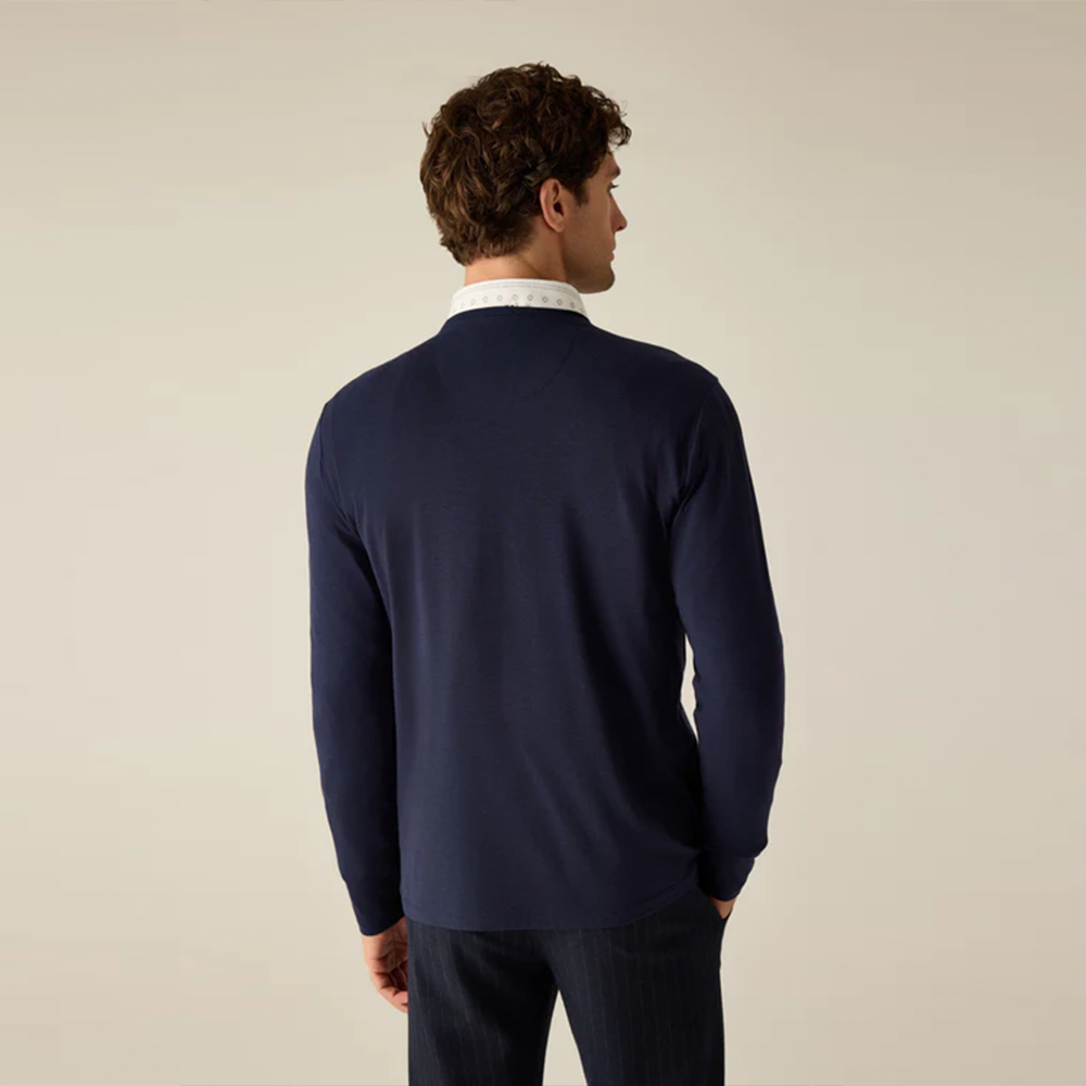 Campione Men's long-sleeved shirt in indigo with "Born to be Wild" print – urban, free, strong character