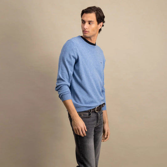 Merino cashmere sweater with round neck