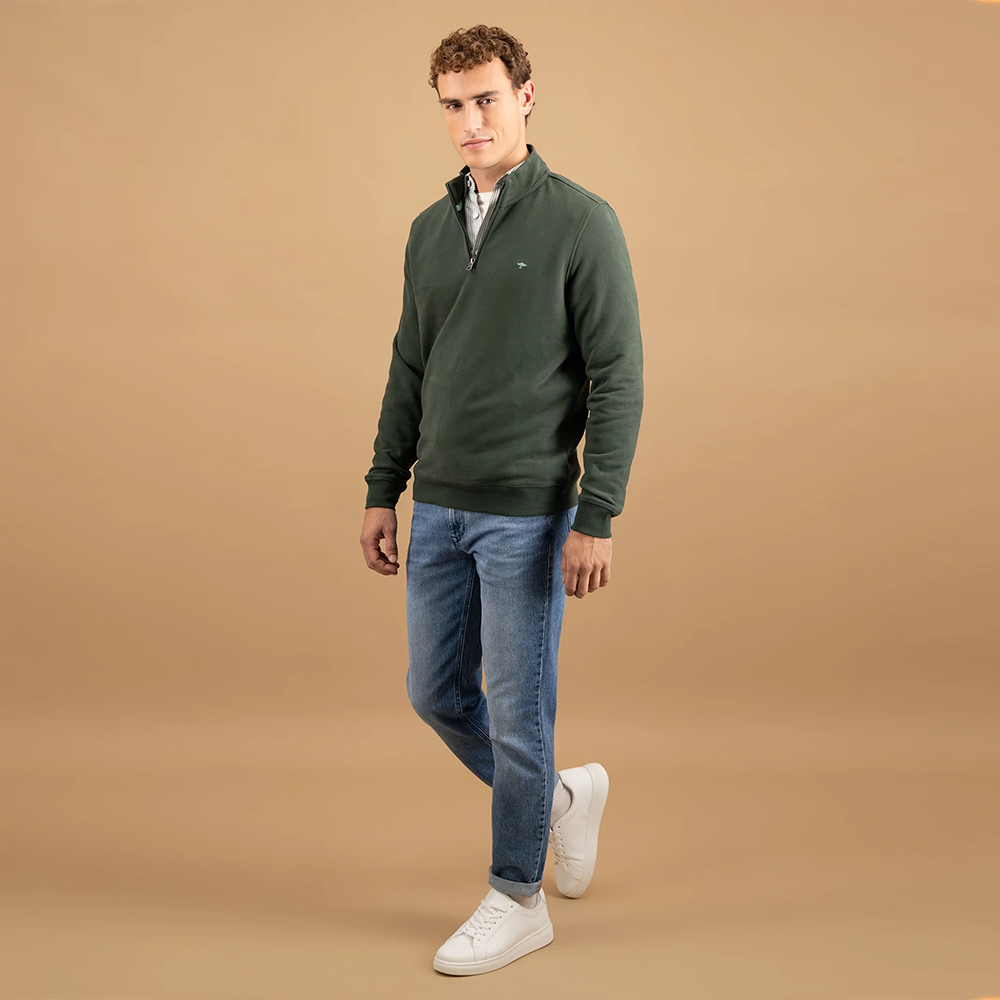Fynch Hatton Cotton sweatshirt with Troyer collar