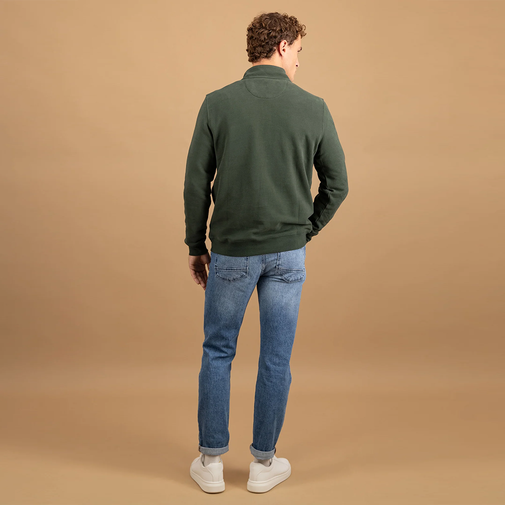 Fynch Hatton Cotton sweatshirt with Troyer collar