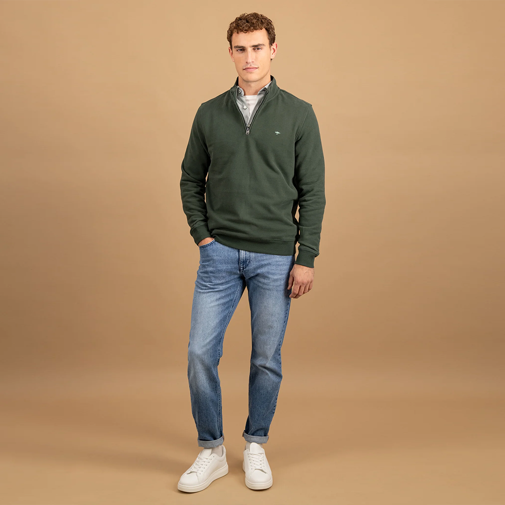 Fynch Hatton Cotton sweatshirt with Troyer collar