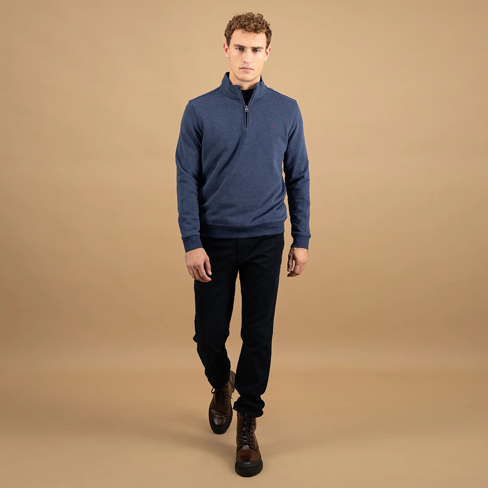 Fynch Hatton Cotton sweatshirt with Troyer collar
