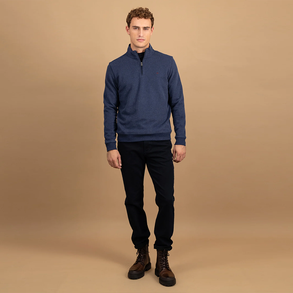 Fynch Hatton Cotton sweatshirt with Troyer collar