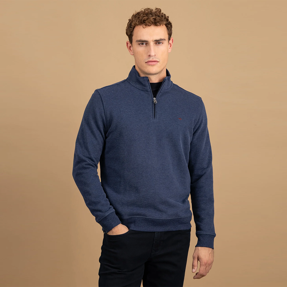Fynch Hatton Cotton sweatshirt with Troyer collar