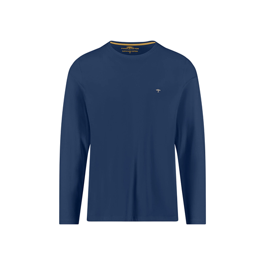 Fynch Hatton Long-sleeved shirt in cotton with round neck