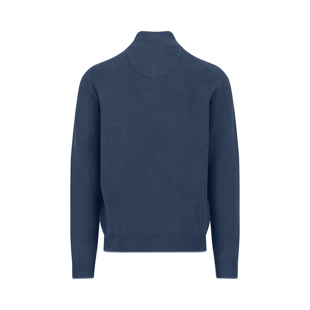 Fynch Hatton Cotton sweater with button placket and stand-up collar