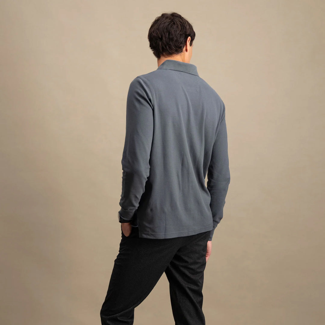 Long arm polo shirt made of cotton