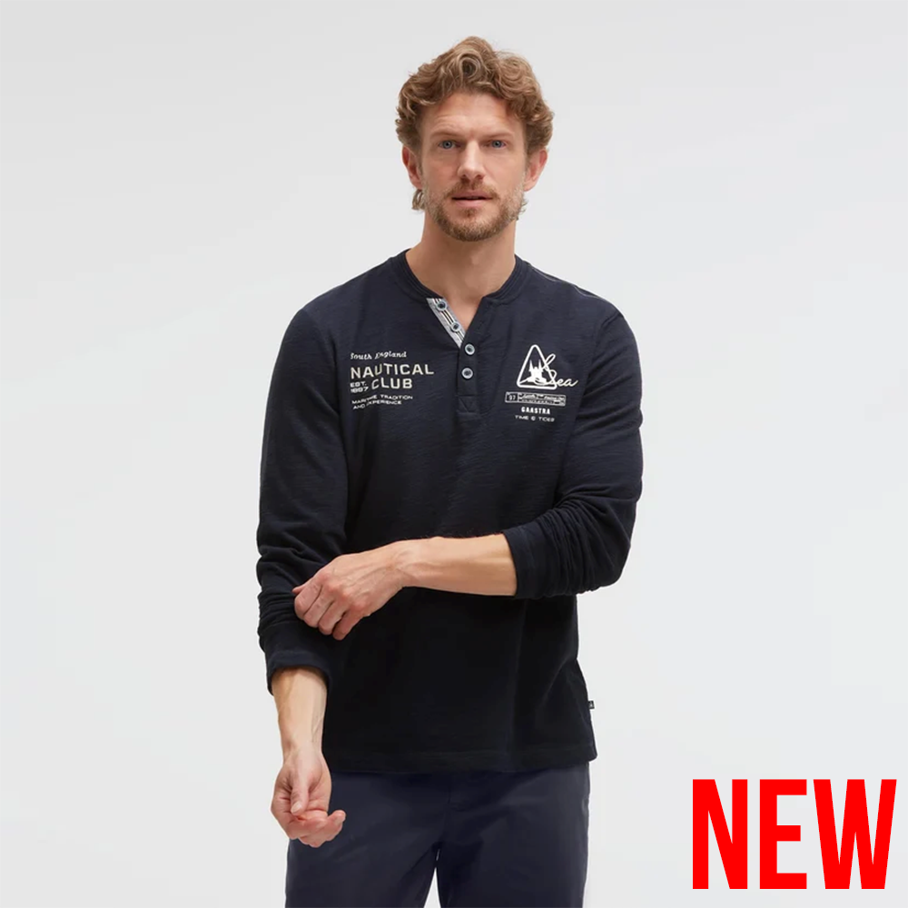 Gaastra Henley long sleeve with print and embroidery blue whale Regular Fit