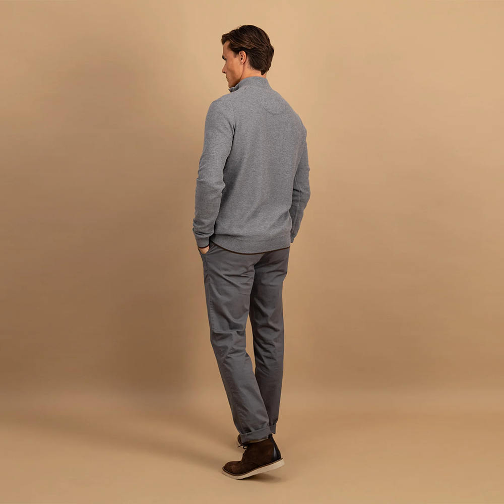 Fynch Hatton Cotton sweater with button placket and stand-up collar
