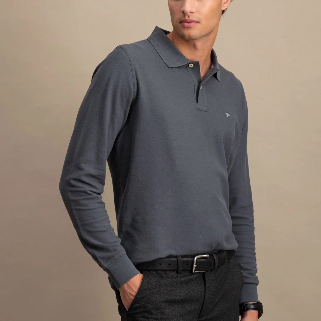 Long arm polo shirt made of cotton