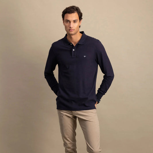 Long arm polo shirt made of cotton