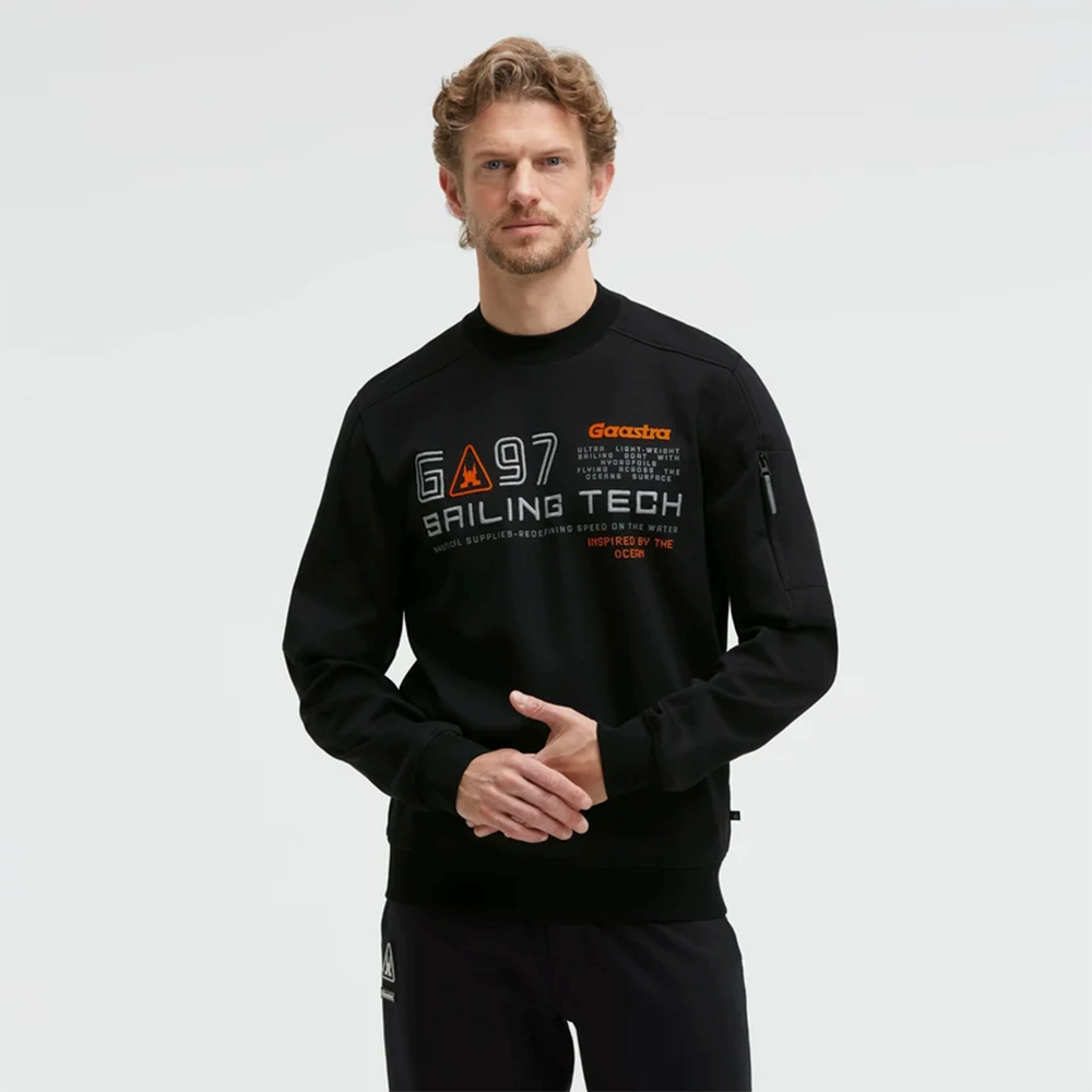 Gaastra Interlock Sweatshirt with Artwork and Sleeve Pocket Regular Fit