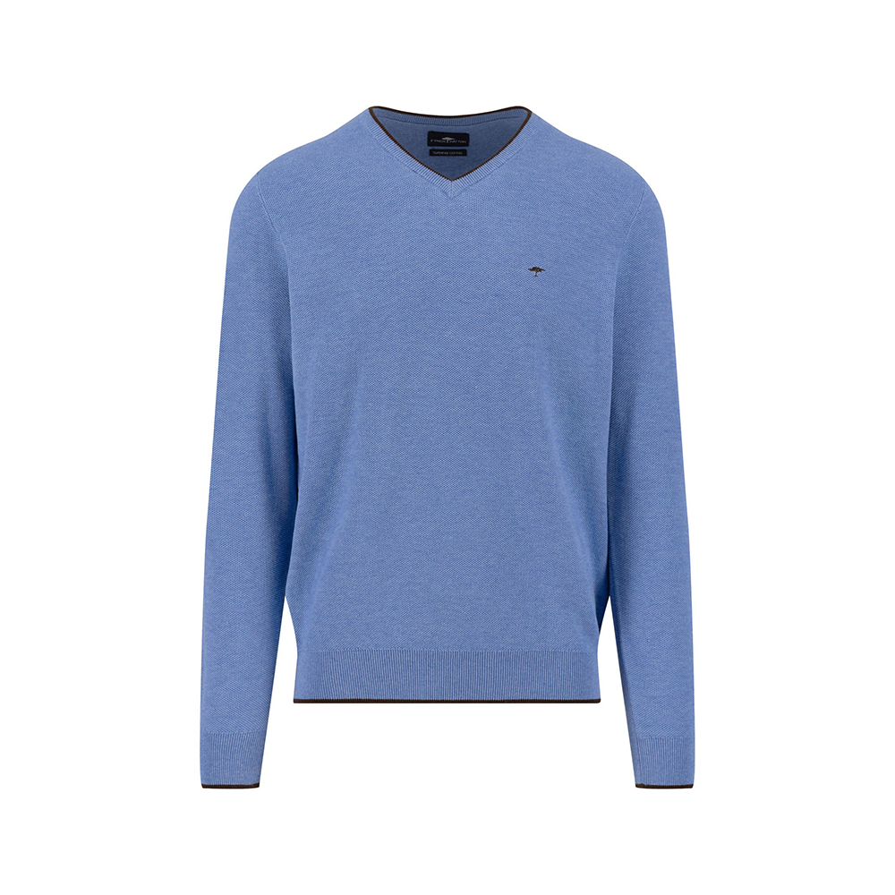 Fynch Hatton Fine knit sweater in cotton with V-neck